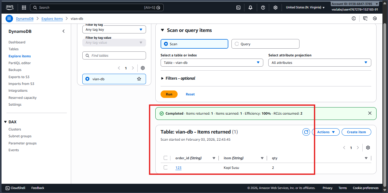 DynamoDB Result