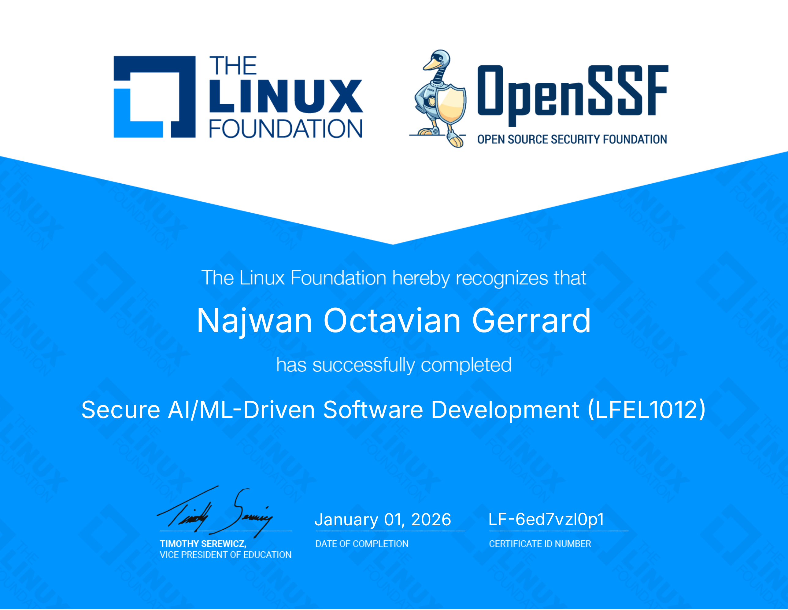 Secure AI/ML-Driven Software Development (LFEL1012)